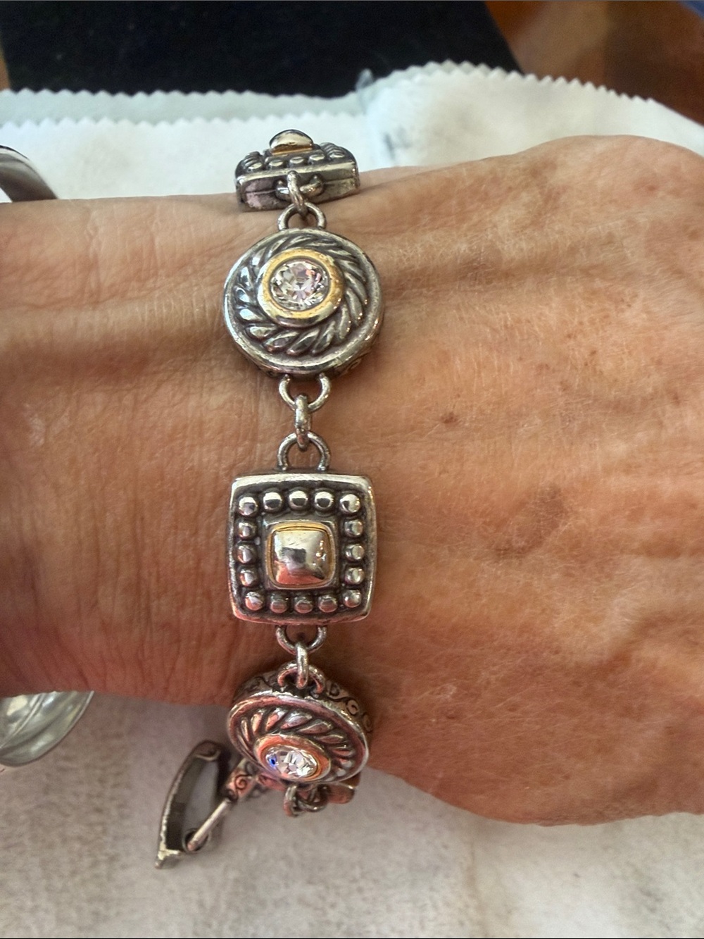BrightonVintage-Style Crystal Link Bracelet - Silver